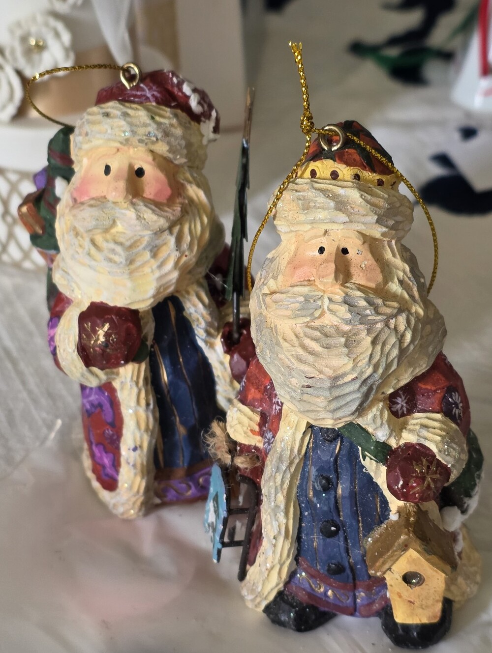 Holiday Santa Ornament  Set Of 2